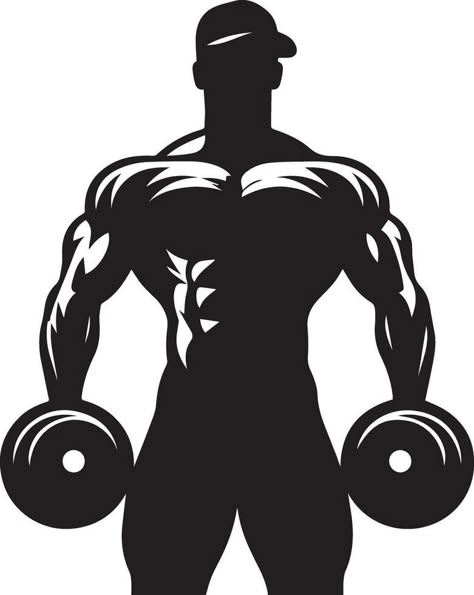 Body Builder Pose, Gym Silhouette, Logo Academia, Beard Logo Design, Projet Cricut, Bodybuilding Logo, Mini Nutella, Beard Logo, Vector Silhouette