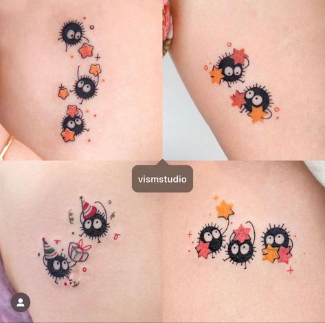 Tatuaje Studio Ghibli, Nerdy Tattoos, Soot Sprite, Ghibli Tattoo, Funky Tattoos, Clever Tattoos, Fantasy Tattoos, Pokemon Tattoo, Soot Sprites