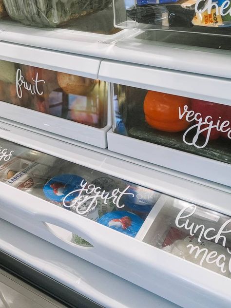 "On the #labelallthethings bandwagon? Don't forget your refrigerator! Organize and customize your fridge with made-to-order Life with Less Mess labels. This complete set of vinyl labels is perfect touch for your refrigerator-- or anywhere! Pictures show examples, but you can adhere them to pretty much any smooth glass or plastic surface. They're perfect for the pantry, spice jars, OXO containers, magazine files, bins, bin clips, kids' water bottles, and tons of other spots. This listing includes Vinyl Fridge, Oxo Containers, Fridge Decals, Fridge Drawers, Drawer Labels, Spice Jar Labels, Magazine Files, Refrigerator Organization, Fridge Organization