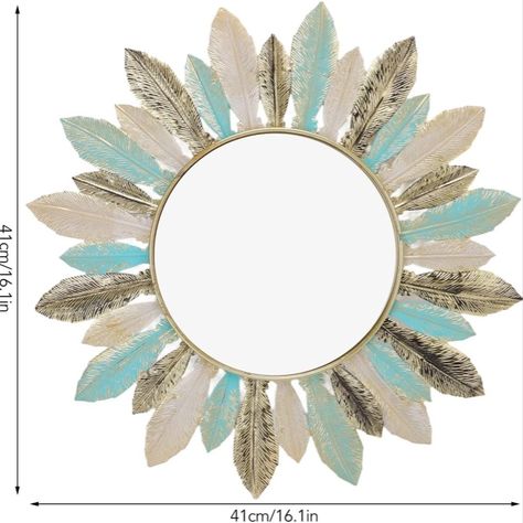 rand	Zerodis
Room Type	Living Room
Shape	Sunburst
Product Dimensions	16.1"L x 16.1"W
Frame Material	Glass Round Mirror Decor, Feather Wall Decor, Feather Wall Art, Feather Wall, Hanging Wall Mirror, Minimalism Interior, Wall Sculpture Art, Mirror Wall Art, Round Decor