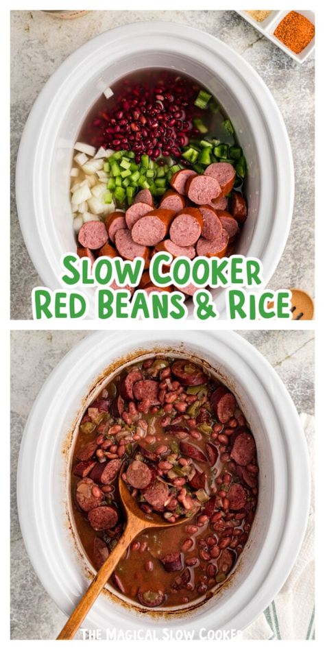 Red Beans And Rice Recipe Quick, Crock Pot Red Beans, Cajun Red Beans And Rice Recipe, Red Beans And Rice Recipe Crockpot, Red Beans And Rice Recipe Easy, Pot Of Beans, Red Bean And Rice Recipe, Slow Cooker Red Beans, Andouille Sausage Recipes