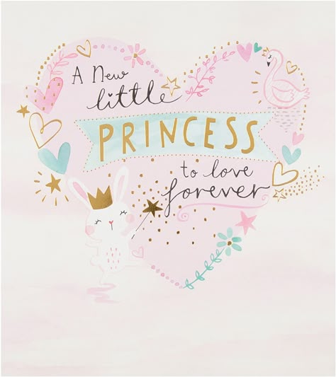 Cards For New Baby, Welcome Princess, Welcome To Baby Girl, Baby Girl Card Ideas, Princess Baby, New Baby Girl Cards, Welcome Baby Girl Decoration Ideas, Baby Wishes, Baby Girl Welcome Decoration