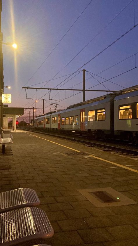 Belgium Aesthetic Night, Train Rails Aesthetic, Trains At Night, Taking The Train Aesthetic, Train Station Aesthetic Night, Europe Train Aesthetic, Train Station At Night, Train Night Aesthetic, Snap Train