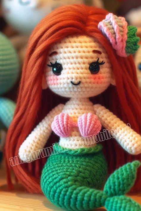 Amigurumi Mermaid Ari Free Pattern-2 – Free Amigurumi Crochet Ariel Crochet Pattern, Ariel Crochet, Spring Fairy, Crochet Panda, Dog Doll, Mermaid Pattern, Crochet Unicorn, Crochet Elephant, Crochet Bear