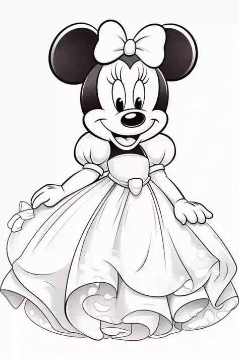 Disney Characters Coloring Pages, Rapunzel Coloring Pages, Snow White Coloring Pages, Disney Coloring Sheets, Mouse Coloring Pages, Minnie Mouse Drawing, Minnie Mouse Coloring Pages, Mouse Sketch, Minnie Mouse Pictures