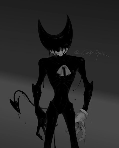 Bendy And The Ink Machine Fanart, Ink Demon Fanart, Bendy Fanart, Ink Bendy, Ink Demon, Dark Creatures, Scary Games, Dark Ink, Deal With The Devil