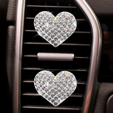 2 Pack Car Air Vent Clip Charms, Crystal Car Diffuser Vent Clip, Rhinestone Oil Diffuser Vent Clip, Car Fresheners for Women, Bling Car Accessories for Women   Stylish & Practical (Bling Heart) Bling Car, Bling Car Accessories, Car Vent Clip, Packing Car, Car Accessories For Women, Car Fragrance, Car Vent, Car Diffuser, Car Freshener