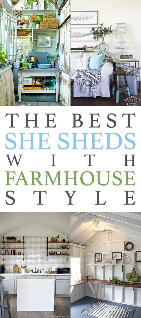 She Needs a She Shed with Fixer Upper Farmhouse Flair! - The Cottage Market Farmhouse She Shed Interior, Farmhouse She Shed, She Shed Interior Ideas, She Shed Decorating Ideas, She Shed Interior, Honeysuckle Cottage, She Shed Decor, Fixer Upper Farmhouse, Fixer Upper Kitchen