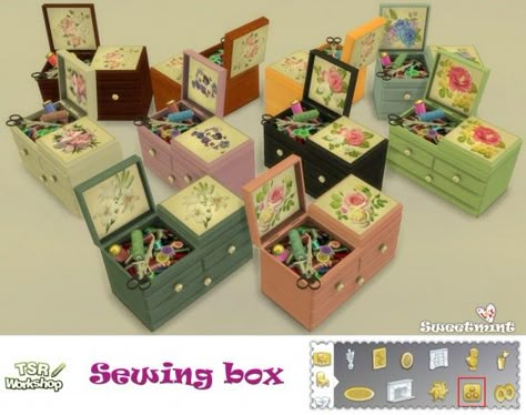 Sweetmint Sims 4: Sewing box • Sims 4 Downloads  Check more at http://sims4downloads.net/sweetmint-sims-4-sewing-box/ Sims 4 Blog, Play Sims 4, Sims Packs, Cc Furniture, Sims 4 Clutter, Free Sims 4, The Sims 4 Packs, Sims 4 Mm Cc, Sims 4 Cc Folder