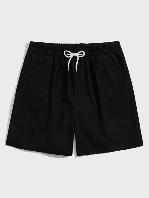 Mens Shorts Outfits, Black Shorts Men, Street Life, Plain Shorts, Corduroy Shorts, Track Shorts, Sweat Shorts, Clothing Hacks, Drawstring Shorts