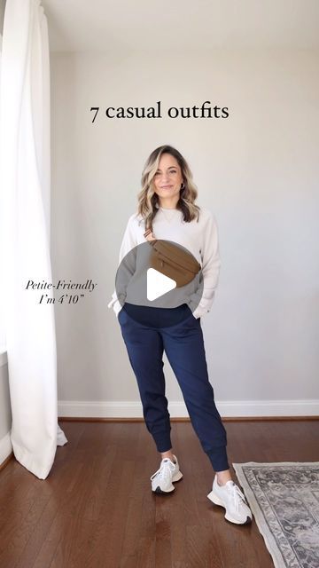 Brooke Anderson on Instagram: "Seven casual outfit ideas! Sharing the links to shop in my story today. The links will take you to the LTK app (find my profile in the app under pumpsandpushups) and also to my blog at pumpsandpushups.com - you can always find these links in my bio. #petitestyle #petitefashion #casualoutfits" Winter Semi Casual Outfit Women, Chino Women Outfit, Everyday Fashion Outfits Casual, 2024 Casual Outfits Women, Casual Movie Outfit, Jeans And Shirt Outfit Woman, Relaxed Outfits Women, Outfit Ideas For Short Women, Casual Outfits Petite