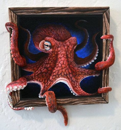 3d Octopus, Octopus Art, Tanah Liat, Paper Butterflies, Canvas Painting Designs, Art Painting Gallery, 3d Painting, Clay Art Projects, Sketchbook Art