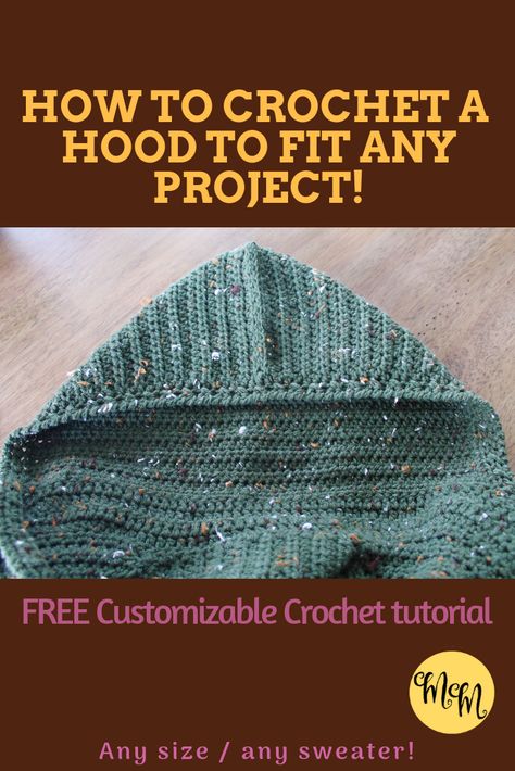 Let me show you how to crochet a hood to finish off your crochet project! This tutorial works with any size or shape project. #crochet Crochet Hood For Cardigan, Free Hooded Cardigan Crochet Pattern, Crochet Hooded Wrap, Hooded Blankets Crochet Free Pattern, How To Crochet A Hood On A Cardigan, Crochet Sweater With Hood Pattern Free, Free Hooded Scarf Crochet Pattern, Long Hooded Cape Crochet Pattern Free, How To Crochet A Hood On A Sweater