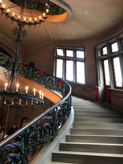 Biltmore Staircase, The Biltmore Estate Christmas, The Biltmore Estate, Boldt Castle Interior, Castle Stairs Grand Staircase, Love French, French Colonial, Castles Interior, Biltmore Estate