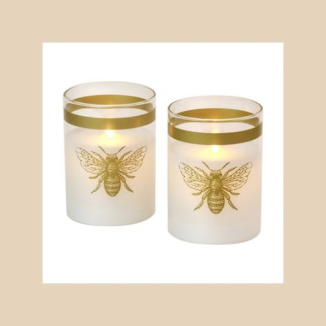 Accent your home with this chic pair of battery operated Honeybee motion flame candles. The natural moving flame creates the illusion of a real candle🕯️ If you get yours today you can also get 20% off! - - - - @kohls @amazon @macys @homedepot @loweshomeimprovement @target @qvc @wayfair @brookstone @celebritehome @faire_wholesale @matchsquaremarketplace @walmart @newegg - - - - #lumabase #chic #honeybee #flame #candle Honey Bee Design, Honey Bee Decor, Glass Candles, Bee's Knees, Flickering Lights, White Wax, Bee Decor, Candle Flames, Flameless Candles