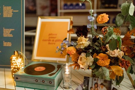 Florence and the Machine Meets Groovy 1960s Inspired Wedding · Rock n Roll Bride 1960s Inspired Wedding, Retro Wedding Decorations, Wedding Welcome Table, Willowby By Watters, Watters Bridal, 1960s Wedding, Florence And The Machine, By Watters, Welcome Table