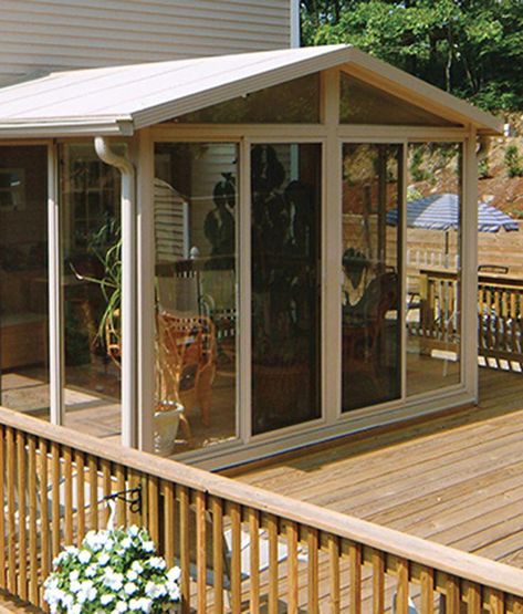 The EasyRoom™ Sunroom Kit allows you to save on labor costs, which makes a sunroom addition an affordable way to increase the overall value of your home. #costtobuildadeck Sunroom Diy, Diy Sunroom, Four Seasons Room Addition, Sunroom Kits, Glass Wings, Porch Kits, Screened Porch Designs, Four Seasons Room, 3 Season Room