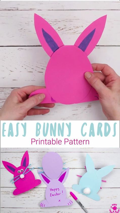 These Easy Easter Bunny Cards are the cutest! Download the free printable template for a quick and adorable Easter craft for kids. This simple Easter Bunny craft is great for sharing with friends. #kidscraftroom #easterbunny #eastercrafts #eastercraftsforkids #printables #kidscrafts #eastercards Påskeaktiviteter For Barn, Easter Craft For Kids, Easter Bunny Craft, Easter Bunny Cards, Bunny Cards, Easter Crafts Preschool, Easter Crafts For Toddlers, Bunny Craft, Kids Craft Room