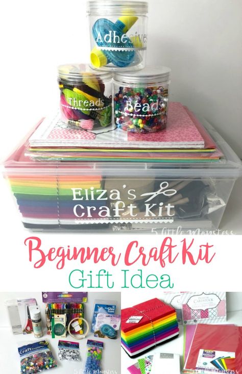 Put together a craft kit for a child or anyone who would like to start crafting. See the tools, supplies, and materials I chose for a beginner crafter, and why I chose them. A fun and creative Christmas (or other occasion) gift idea. Arts And Crafts Basket Ideas, Kids Craft Box Ideas, Diy Art Kit For Kids, Diy Art Kit, Art Box For Kids, Craft Box For Kids, Diy Craft Kits For Kids, Kit Gift Ideas, Craft Gift Basket