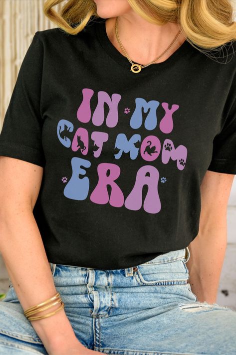 Purr-fectly proud Cat Mom! Embrace your feline love with this adorable and stylish Bella Canvas brand cat mom shirt. Whether you have one whiskered companion or a whole clowder of cuddly kitties, this tee celebrates the unconditional love and joy they bring to your life. Share your passion for all things cat-related while looking effortlessly chic. Makes a delightful gift for fellow cat moms, too! Express your meow-tastic motherhood with this purr-sonalized cat mom shirt! Go Taylor! Cat Mom Shirt Ideas, Plant Space, Cricut Business, Mom Clothes, Mom Things, Cat Mom Shirt, Cat Mama, Cat Mom Shirts, Mom Era