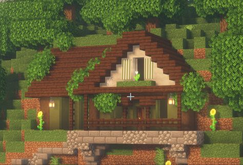 Minecraft House In A Hill, Hill House Minecraft, Minecraft Hill House, Minecraft House, Minecraft Stuff, Hill House, Minecraft Designs, House On A Hill, Minecraft Houses