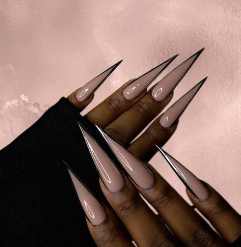 Ready to glam up your nails? DM💌 us to order now! Our press-on nail sets include a full prep kit and 16pcs of nails per box. Check out our website via the link in our bio for available sets. Happy shopping! #mayanaclaws Pointy French Tip Nails Stilettos, Long Acrylic Nails Stiletto Ideas, Stelito Nails Designs Long, Morticia Addams Nails, Black Outline Nails, Long Stiletto Acrylic Nails, Stiletto Nails Halloween, Xxl Stiletto Nails, Black Stiletto Nails Design