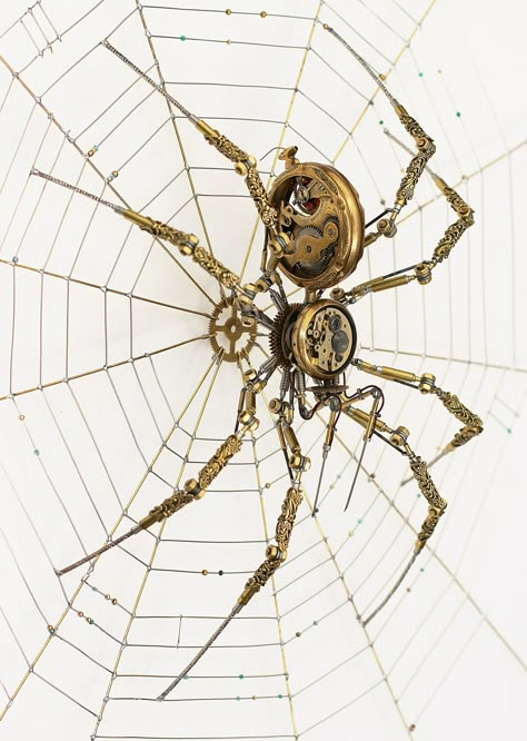 Antique Watches, Cameras, and Medical Equipment Morph Into Meticulous Steampunk Spiders | Colossal Steampunk Architecture, Steampunk Animals, Steampunk Aesthetic, Steampunk Tendencies, Art Steampunk, Style Steampunk, Arte Robot, Colossal Art, Sculpture Metal