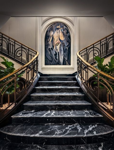 Palace Stairs, Palace Staircase, Hotel Stairs, Aztec House, Grand Lobby, Modern Hotel Lobby, Luxury Stairs, Sofitel Hotel, Luxury Staircase