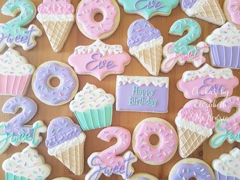 Icecream cookies Donut cookies Cupcake cookies 2 Sweet Cupcakes, 2 Sweet Birthday Theme Cookies, 2 Sweet Cookies Decorated, Sweet One Cookies Decorated, Two Sweet Party 2nd Birthday Cookies, 2 Sweet Birthday Cookies, Birthday Cupcake Cookies Decorated, 2 Sweet Cookies, Fourever Sweet Birthday Cake