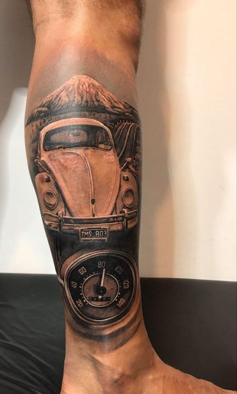 Vw Beetle Tattoo, Vw Bug Tattoo, Classic Car Tattoo, Volkswagen Tattoo, Andrew Tattoo, Vw Tattoo, Beetle Tattoo, Bug Tattoo, Vw Classic