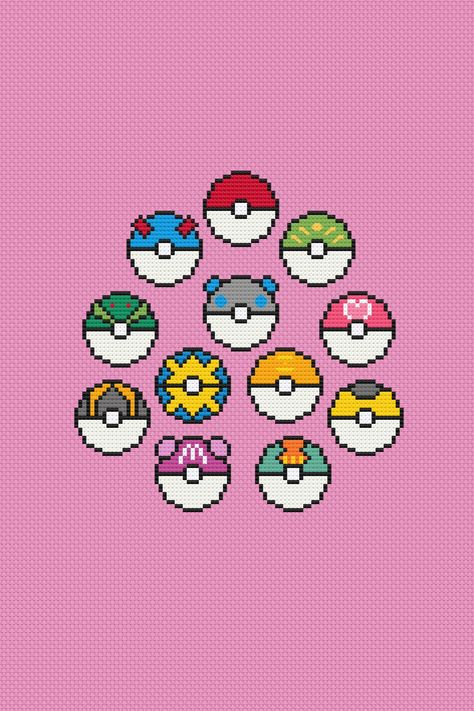 When you gotta catch 'em all, that includes all the different poké balls! Check out this new cross stitch pattern in my store! Cross Stitch Pokeball, Small Pokemon Cross Stitch Patterns, Pixel Art Bookmark Pattern, Black And White Cross Stitch Patterns, Tiny Cross Stitch Patterns, Pikachu Cross Stitch Pattern, Pikachu Cross Stitch, Pokemon Embroidery, Pokemon Cross Stitch Patterns