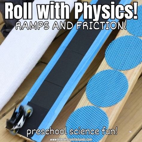 Toy Car Friction Experiment Gravity Experiments For Kids, Simple Machine Projects For Kids, Friction Experiment, Stem Activities For Preschoolers, Gravity Experiments, Simple Machine Projects, Popsicle Stick Catapult, Gravity Science, Balloon Experiment