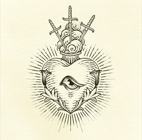 Nova Tattoo, Sacred Heart Art, Wrist Tattoo Designs, Sacred Heart Tattoos, Vintage Tattoo Design, Engraving Tattoo, Traditional Tattoo Designs, Tattoo Apprenticeship, Bull Tattoos