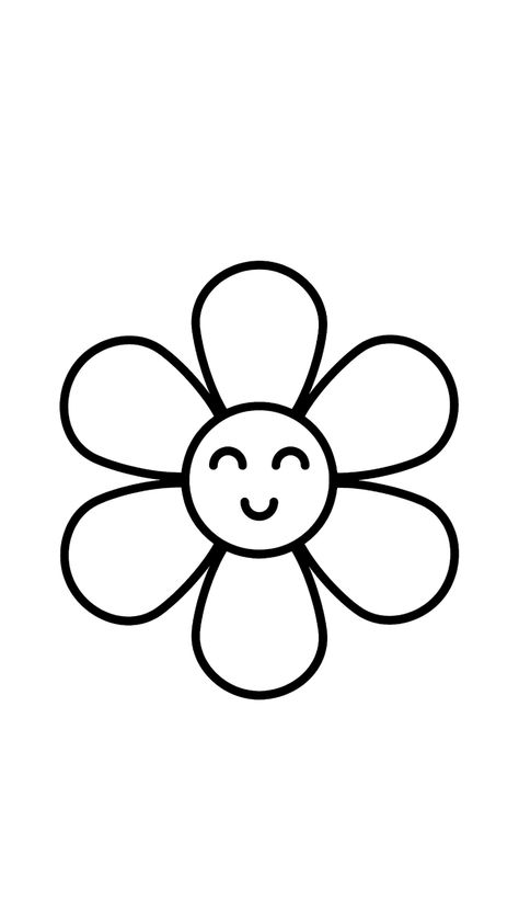 Flower Drawing For Kids, Easy Pictures To Draw, Simple Flower Drawing, Printable Flower Coloring Pages, Flower Stencils, Easy Flower Drawings, Art Ideas Easy, Pencil Drawing Ideas, Drawing Ideas Creative