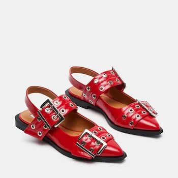 Steve Madden Graya Slingback Flat Red Shoes Women, Red Flats Outfit, Buckle Ballet Flats, Buckle Flats, Steve Madden Flats, Flats Outfit, Shoes Steve Madden, Red Flats, Buckled Flats