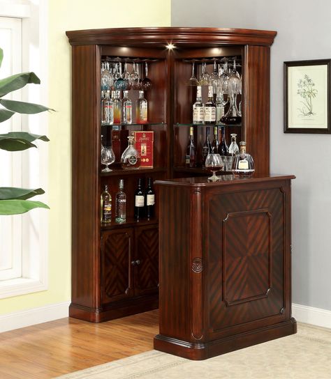 Corner Bar Cabinet Ideas, Small Corner Bar, Bar Cabinet Ideas, Corner Home Bar, Bar Furniture For Sale, Corner Bar Cabinet, Corner Curio, Home Bar Cabinet, Bar Mini