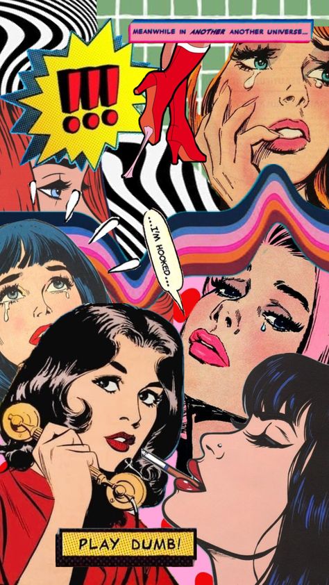 #popart #play #dumb #vintage #comics #hooked #tears #universe #ciggarette #pretty #women Pop Art Aesthetic, Crown Wall Decor, Colorful Portrait Photography, Vintage Pop Art, Vintage Pop, Pop Art Comic, Pop Art Posters, Pop Art Wallpaper, Motion Graphics Design