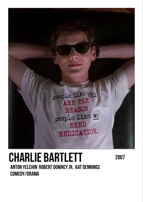 Can't Hardly Wait Movie, Bullit Movie Poster, Don't Breathe Movie, Charlie Bartlett, 2000 Movies, Charlie Barnes Bastille, Charlie Bartlett Movie, Charlie Barnett, Indie Kid Aesthetic