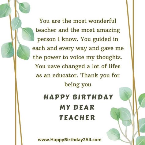 Teacher's Day Wish For Sir, Birthday Wish For Teacher Quotes, Birthday Note For Teacher, Birthday Wishes For English Teacher, Best Teacher Birthday Wishes, Bday Wishes For Teacher, Short Message For Teacher Appreciation, Birthday Letter For Teacher, Short Message For Teacher