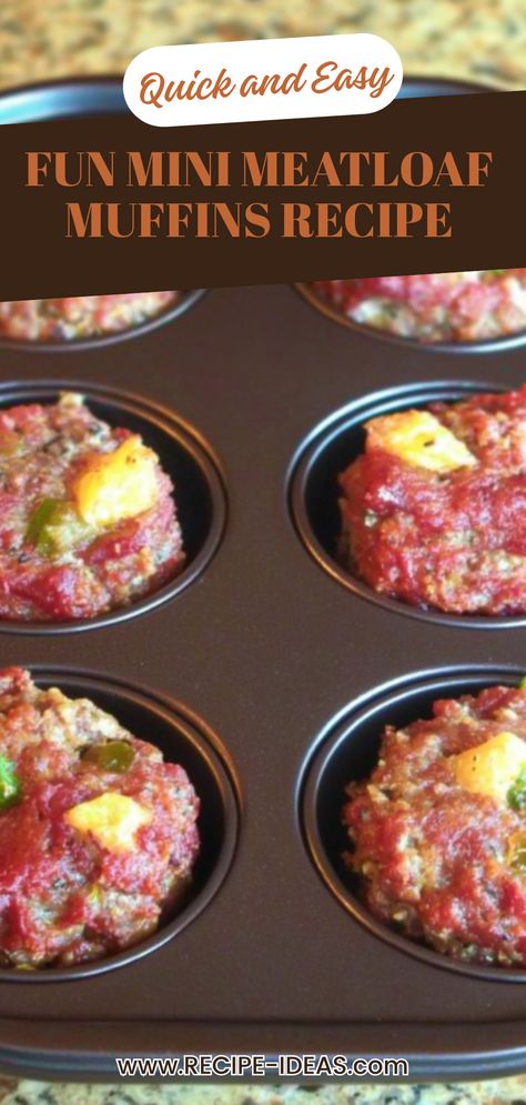 Delicious Mini Meatloaf Muffins, a twist on traditional meatloaf made easy in a muffin tin. Ideal for family meals and fun snacks! Mini Muffin Loaf Recipes, Hamburger Muffin Tin Recipes, Meatloaf Muffin Tin, Ground Beef Muffin Tin Recipes, Meatloaf Cups Muffin Tins, Mini Meatloaf Recipes Muffin Tins, Meatloaf In Muffin Tin, Meatloaf Muffins Easy, Muffin Tin Meatloaf Recipes