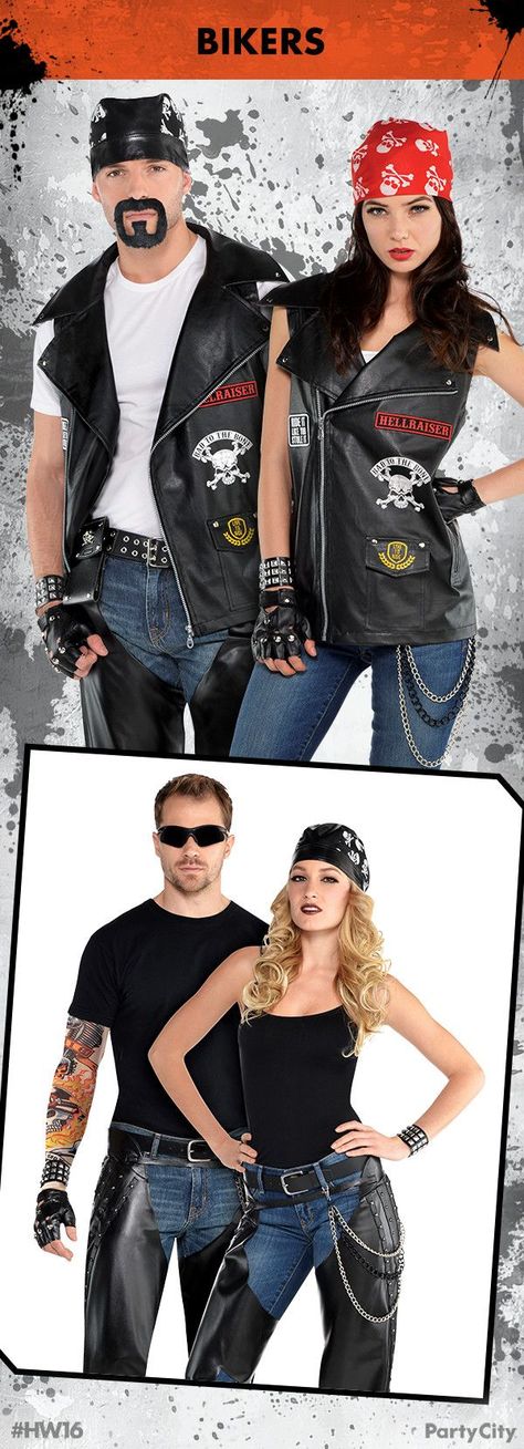 Dress to thrill with Party City’s large selection of Halloween accessories! Halloween costumes that are easy diy costume ideas when you're looking for halloween party ideas for yourself, best friends, couples, college costumes, or just funny and easy things. Bikers Costume, Halloween Costumes Cool, 2023 Halloween Costumes, Biker Costume, College Costumes, Easy Diy Costumes, Best Halloween Costumes, Halloween Costume Accessories, Family Costumes