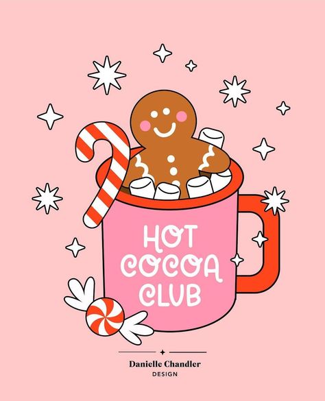 Cute Christmas Posters, Holiday Illustration Christmas, Christmas Presents Illustration, Xmas Poster Design, Candy Cane Aesthetic, Christmas Cute Illustration, Cute Christmas Background, Hot Cocoa Clipart, Cute Christmas Backgrounds