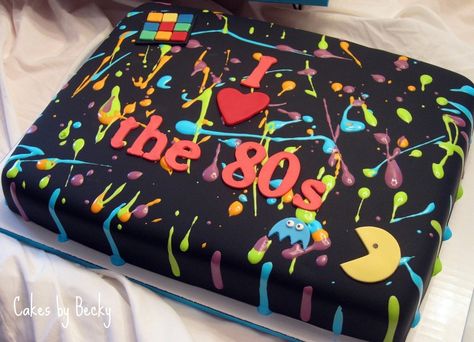 1980 Birthday Cake, 80s Birthday Cake Ideas, 80s Cake Ideas, 80s Cake, Pear And Almond Cake, 80's Theme, Cake Decoration Ideas, 80s Birthday Parties, 80 Birthday Cake