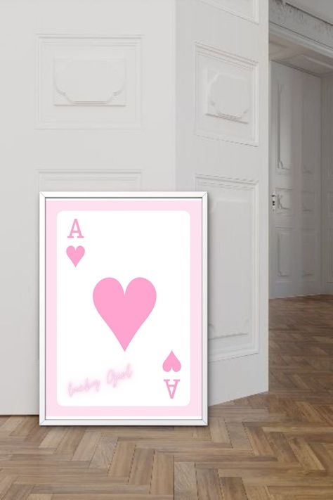 Coquette Wall Art, Hearts Poster, Hearts Background, Hearts Playing Cards, Printable Home Decor, Heart Poster, Ace Of Hearts, Wall Art Retro, Heart Wall Art