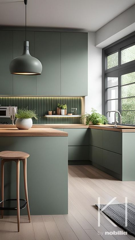 Have you ever wondered which modern kitchen design trends will endure? Discover the timeless features that will transform your culinary space for years to come. Kitchen Colour Palettes Inspiration, Sage Green And Walnut Kitchen, Jade Green Kitchen, Modern Kitchen Design Trends, Olive Kitchen, Nobilia Kitchen, Modern Kitchen Apartment, Green Kitchen Designs, Kitchen Design Diy