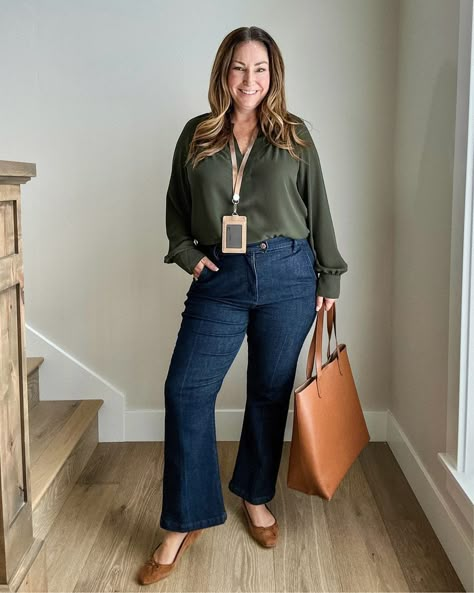 therecruitermom's LOFT Collection on LTK Blouse Outfit Work, Casual Teacher Outfit, Recruiter Mom, Conference Outfit, Fall Business Casual Outfits, Mom Time, Straight Jeans Outfit, Jeans Outfit For Work, Casual Outfits Plus Size