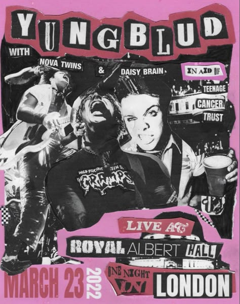 Yungblud Poster, Art Fair Poster, Punk Poster Design, Punk Graphic Design, Rock Collage, Grunge Posters, Punk Poster, Book Cover Design Inspiration, Music Festival Poster