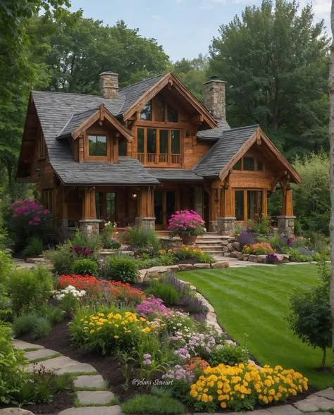 House Scotland, Houses Exterior Cabin, Big Cottagecore House, Rustic Country House Exterior, House Exterior Farmhouse, Colorado Ranch House, Farmers House, Lodge House Exterior, House Cottage