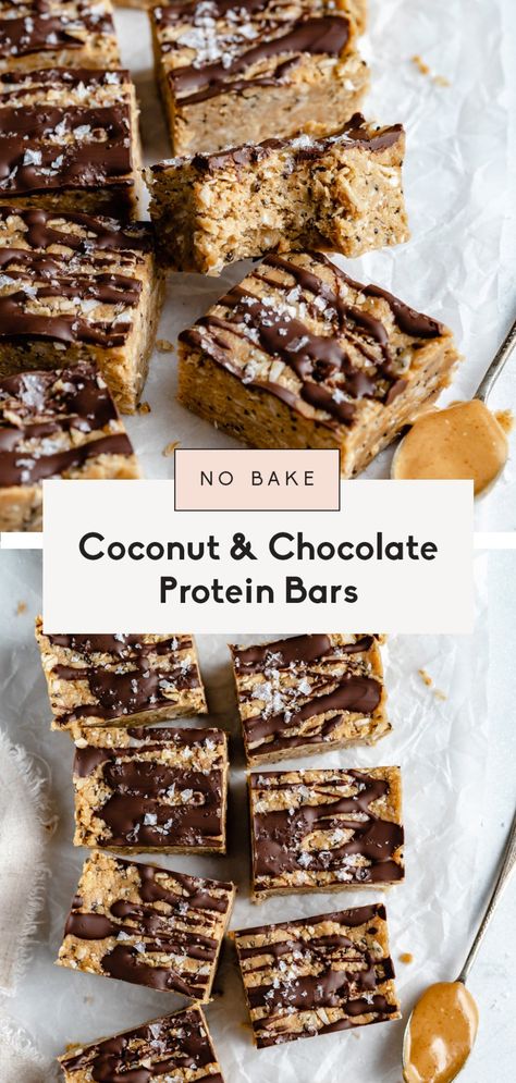 Energy Bars Homemade Healthy No Bake, Coconut Flour Protein Recipes, Low Fodmap Protein Bar, Healthy Backpacking Snacks, Coconut Protein Bar, Recipes With Chocolate Protein Powder, Healthy Protein Bars Homemade, Protein Oat Bars, Chocolate Peanut Butter Protein Bars