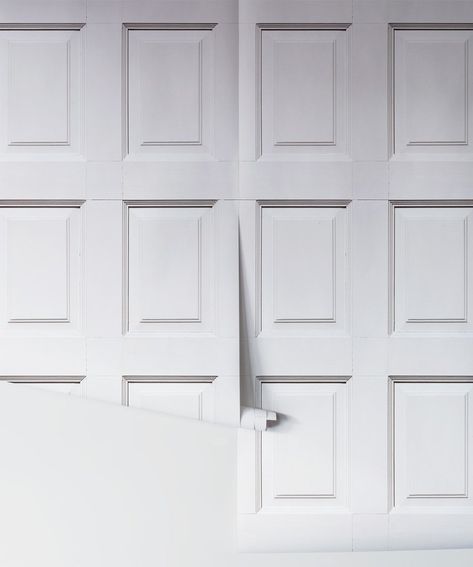 Wainscoting Wallpaper in White from the Kemra Collection by Milton & K – BURKE DECOR Wainscotting Wallpaper, Wainscoting Wallpaper, Panelling Wallpaper, Bath Wallpaper, Panels Bedroom, Boutique Wallpaper, Faux Wainscoting, Moms Kitchen, Wood Panelling